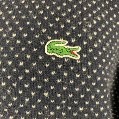 LACOSTE Size M Navy Cream Crew-Neck Sweater