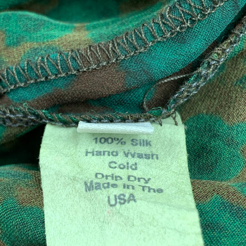 HAZEL BROWN Size 2 Green Floral Silk Wrap Dress