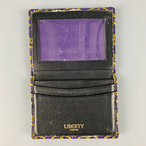 LIBERTY OF LONDON Purple Yellow Abstract Floral Leather Wallet