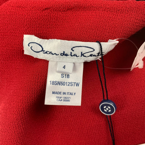 OSCAR DE LA RENTA Abrigo corto de mezcla de lana virgen roja talla 4