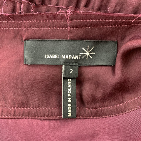 ISABEL MARANT Size M Burgundy Polyester Drawstring Boho Blouse