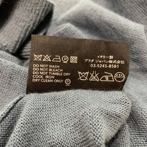 PRADA Size M Blue Grey Color Block Cashmere  Silk Short Sleeve Pullover