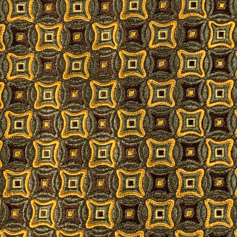 ERMENEGILDO ZEGNA Brown Gold Squares Silk Tie