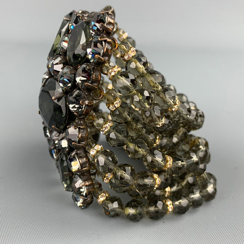 Bracelet perlé en cristal de croix verte VINTAGE