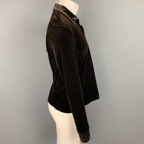 JOHN BARTLETT Size S Brown Velvet V-Neck Pullover