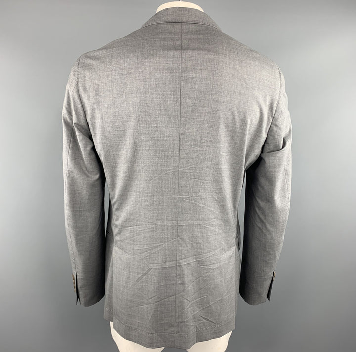 BRUNELLO CUCINELLI 44 Grey Solid Wool / Silk Notch Lapel Sport Coat