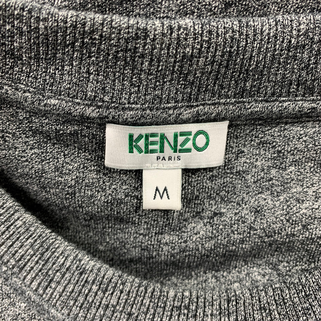 KENZO Size M Gray & Yellow Tiger Embroidered Cotton Crew-Neck Pullover