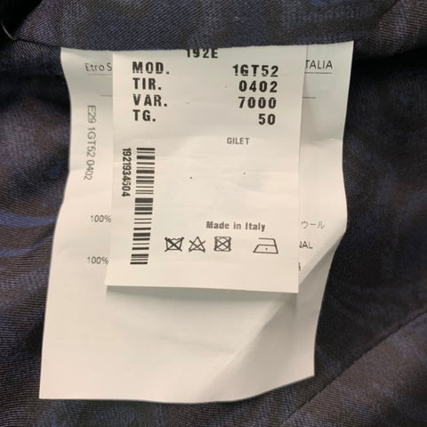ETRO Size 40 Black Wool Shawl Collar Vest