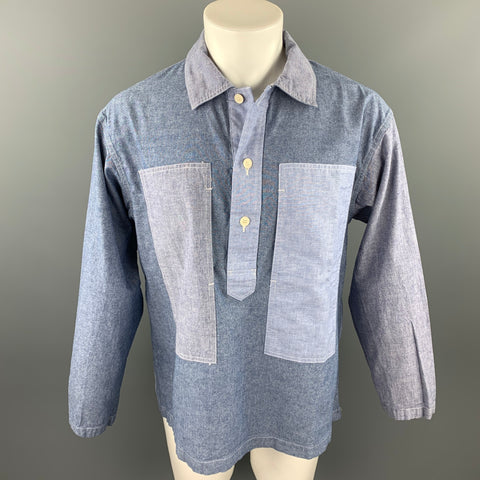 ENGINEERED GARMENTS Size M Blue Mixed Fabrics Cotton Long Sleeve Shirt