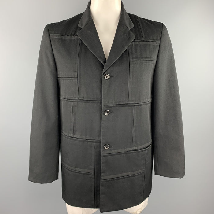 COMME des GARCONS HOMME PLUS Size L Black Patchwork Wool Jacket