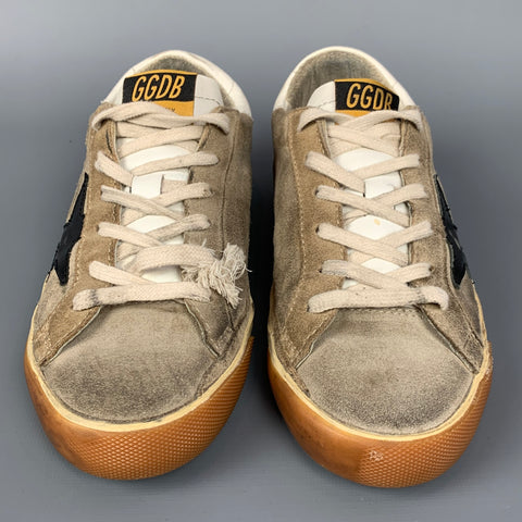 GOLDEN GOOSE Superstar Talla 6 Zapatillas bajas de ante desgastadas en beige y negro