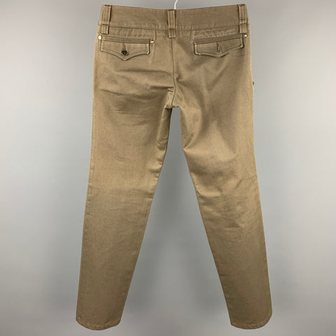SONIA RYKIEL Size 30 Olive Cotton Button Fly Low Rise Casual Pants