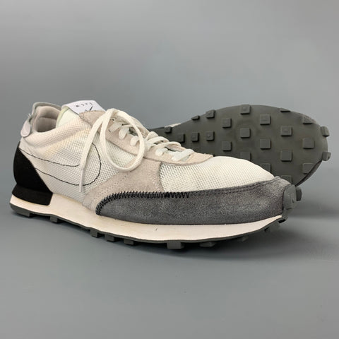 NIKE DBreak Type Size 10.5 White & Grey Mesh Suede Sneakers