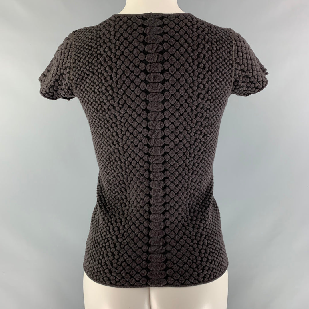 ARMANI COLLEZIONI Size 6 Brown &  Black Nylon Blend Dots Pullover