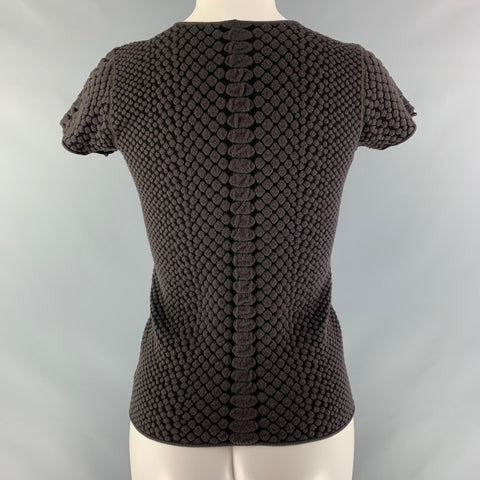 ARMANI COLLEZIONI Size 6 Brown &  Black Nylon Blend Dots Pullover