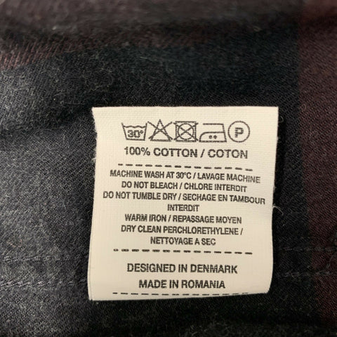 NORSE PROJECTS Size M Charcoal &  Burgundy Plaid Cotton Flannel Long Sleeve Shirt