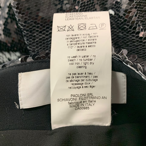 MSGM Size S Black White Polyester Blend Sequined Side Zipper Dress Pants
