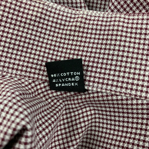 SAKS FIFTH AVENUE Size M Burgundy White Houndstooth Long Sleeve Shirt