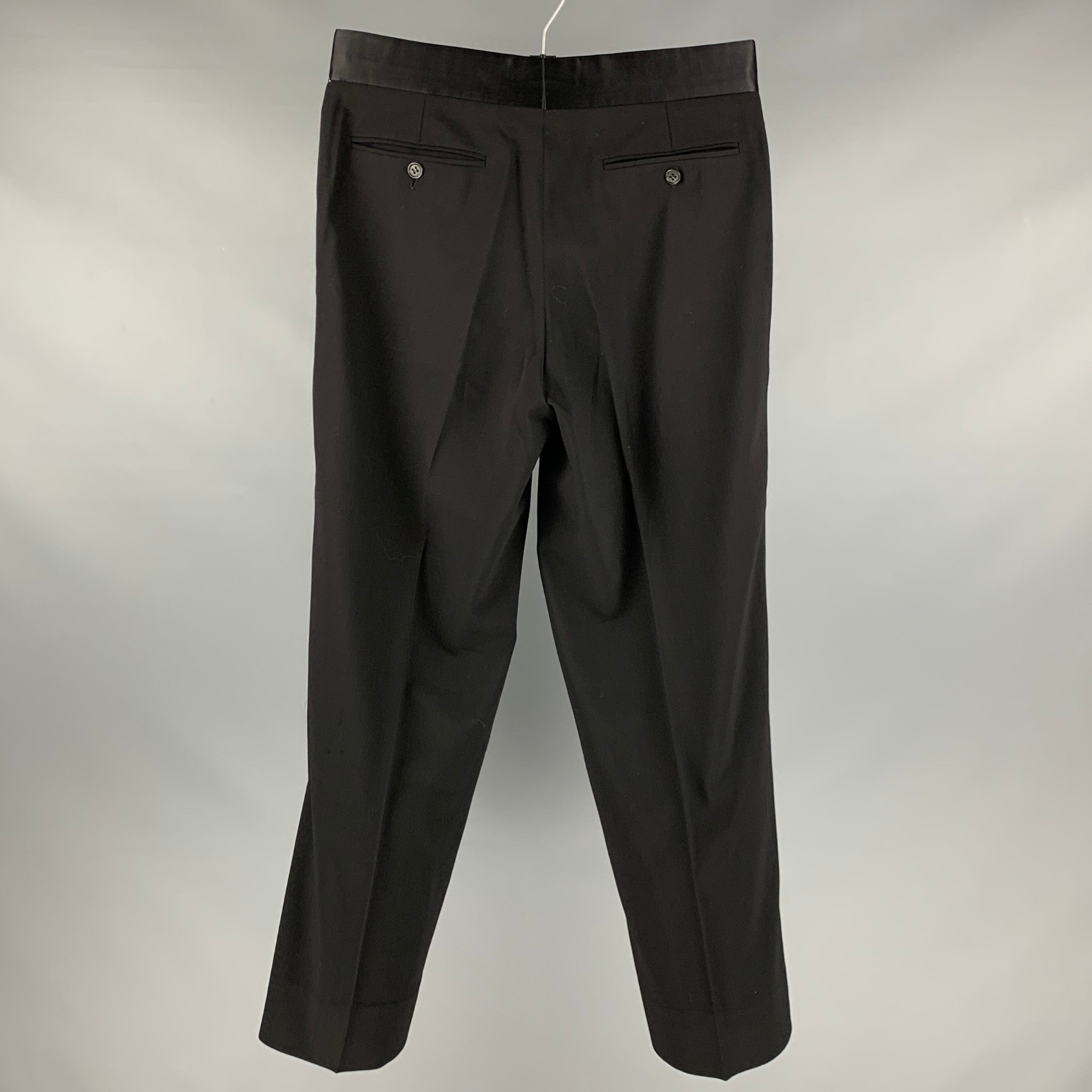 GIORGIO ARMANI Size 32 Black Wool Tuxedo Dress Pants Sui Generis