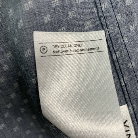 VINCE Camisa Manga Corta Rayón &amp; Algodón Lunares Azul Marino y Blanco Talla S