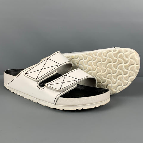 BIRKENSTOCK x PROENZA SCHOULER Size 9 White Contrast Stitch Leather Velcro Closure Sandals
