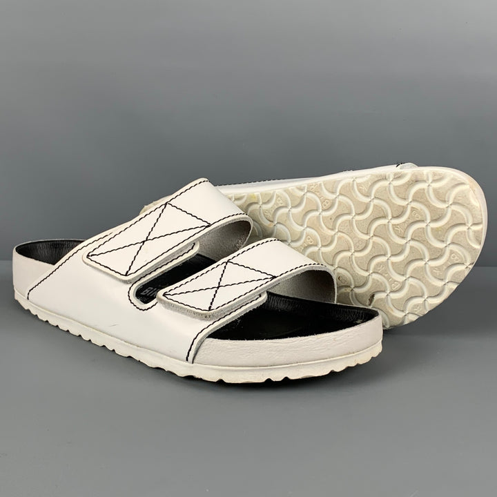 BIRKENSTOCK x PROENZA SCHOULER Size 9 White Contrast Stitch Leather Velcro Closure Sandals