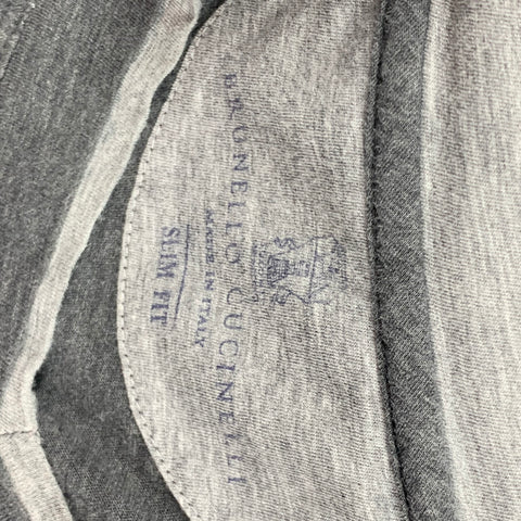 BRUNELLO CUCINELLI Size S Grey Cotton V-Neck T-shirt