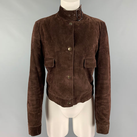 MIU MIU Size 6 Brown Suede Snaps Jacket