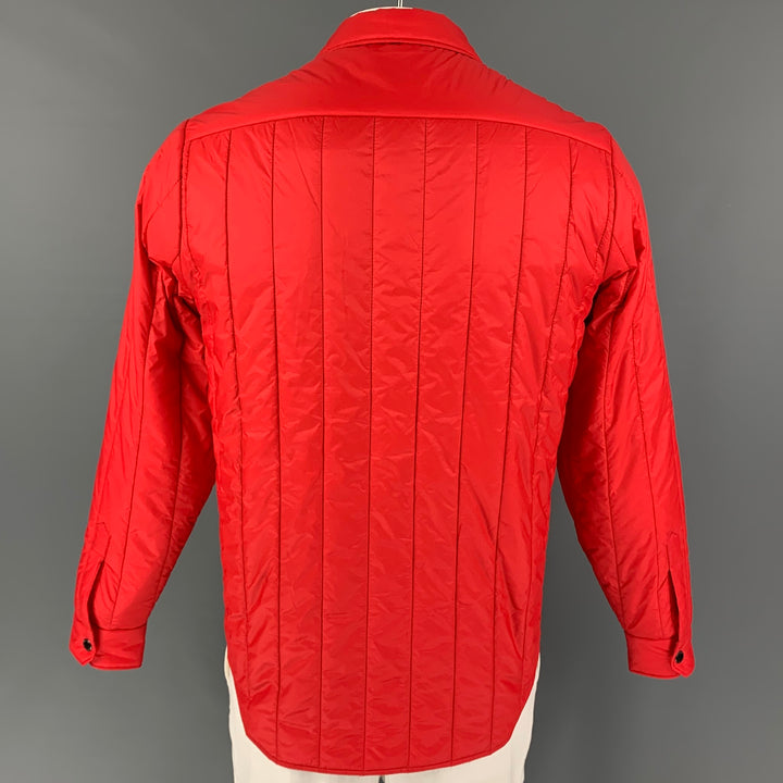 TODD SNYDER Size M Red Quilted Nylon Shirt Jacket Long Sleeve Shirt