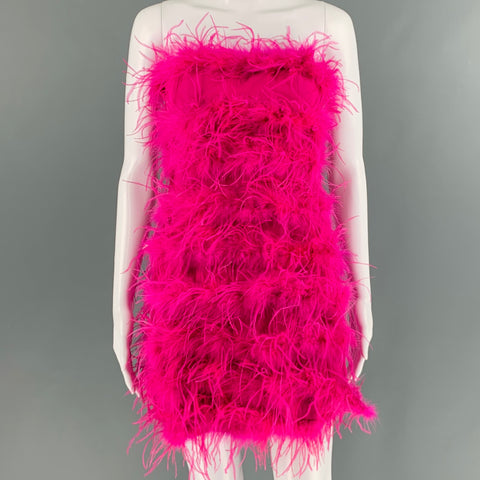 NO BRAND Size S Pink Feathers Strapless Mini Dress