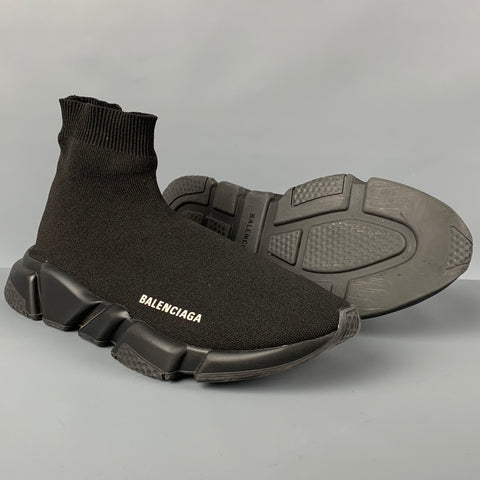 BALENCIAGA Size 10 Black Logo Pull On Speed Sneakers