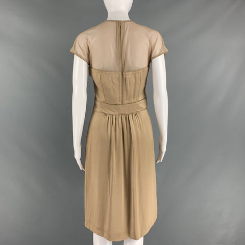 BURBERRY PRORSUM Size 10 Beige Silk Shift Knee-Length Dress