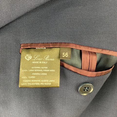 LORO PIANA Size 46 Navy Wool Notch Lapel Notch Lapel Suit