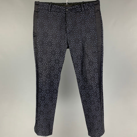 DIESEL / BLACK GOLD Talla 30 Pantalón de vestir de algodón / nailon jacquard negro azul marino