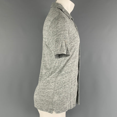 THEORY Size M Grey Heather Linen One pocket Short Sleeve Shirt