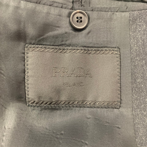 PRADA Size 38 Charcoal Wool Single Breasted Peak Lapel Suit