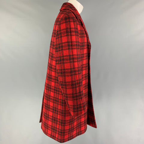 GUCCI OI 16 Talla 40 Abrigo con solapa de muesca en mezcla de lana a cuadros rojo negro