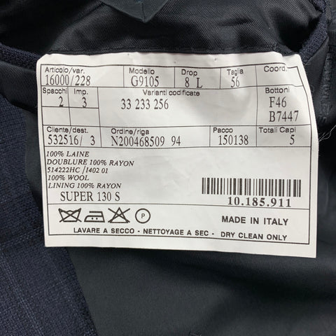 HERMES Size 46 Navy Grey Plaid Wool Sport Coat
