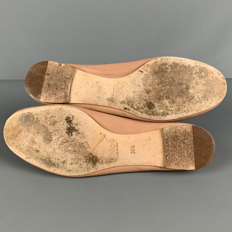 CHLOE Size 8.5 Beige Leather Solid Ballet Flats