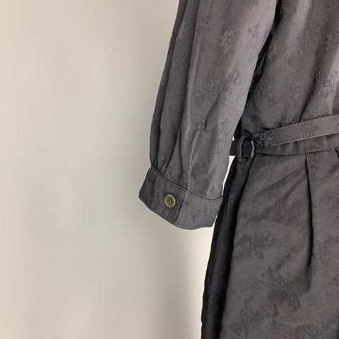 COMME des GARCONS Vestido con cinturón de poliéster floral jacquard azul marino talla M