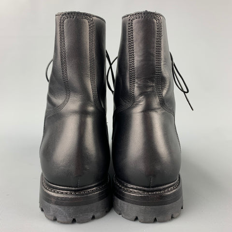 FRANCESCHETTI Talla 8.5 Botines con cordones de cuero negro