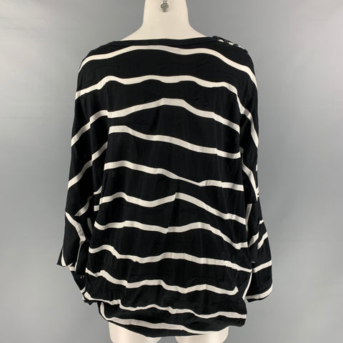 Y-3 Size XS Black White Cotton Stripe Casual Top