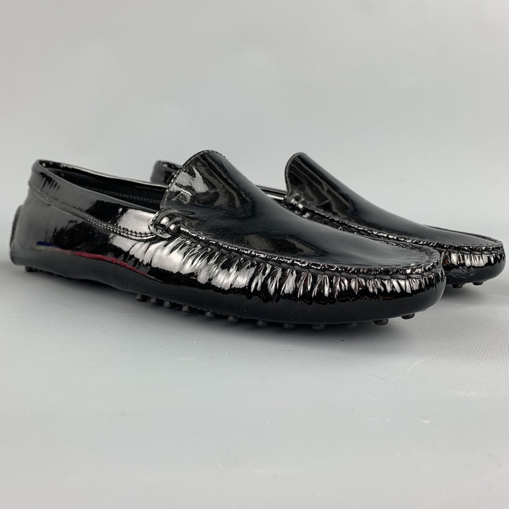 TOD'S Chaussures plates Drivers en cuir verni noir taille 10