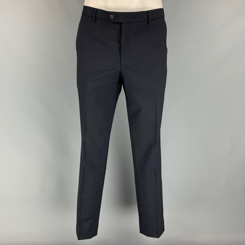 LANVIN Talla 42 Traje regular de solapa de muesca de lana azul medianoche