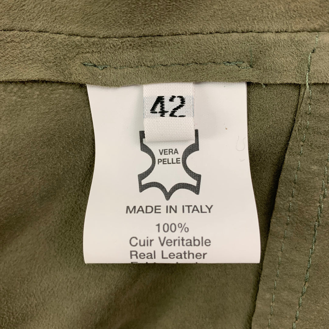 GIANI Size 6 Olive Suede Open Front Jacket