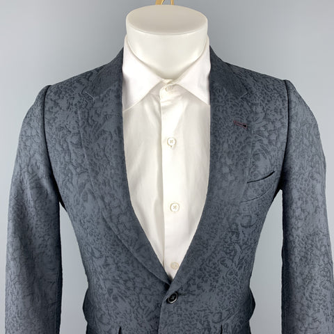 PAUL SMITH Size 36 Dark Gray Jacquard Cotton / Polyester Sport Coat