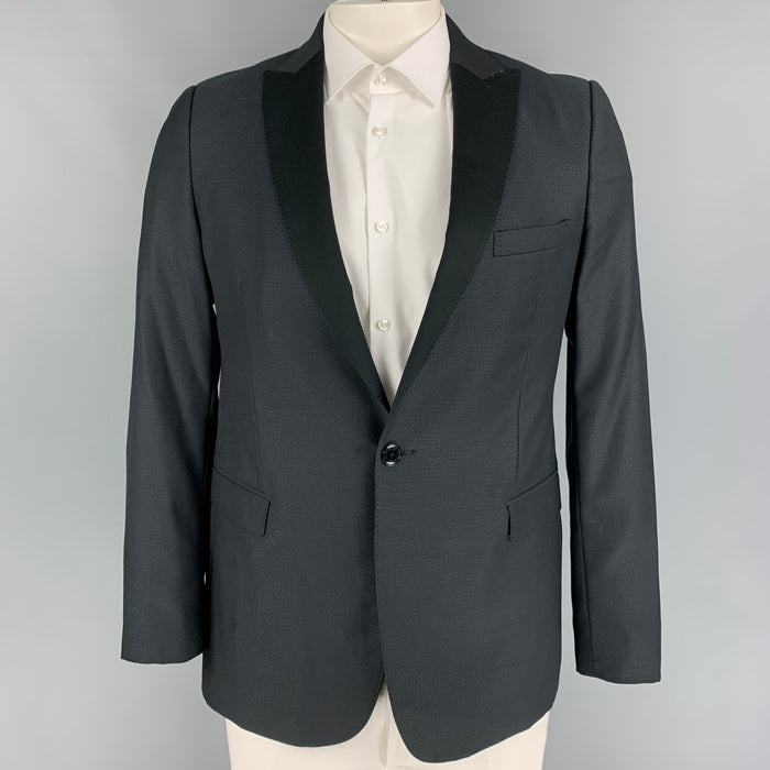 ETRO Size 44 Black Wool Peak Lapel Sport Coat