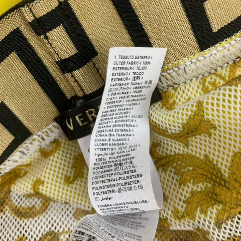 VERSACE Size M Yellow Black Gold Nylon Drawstring Swim Trunks