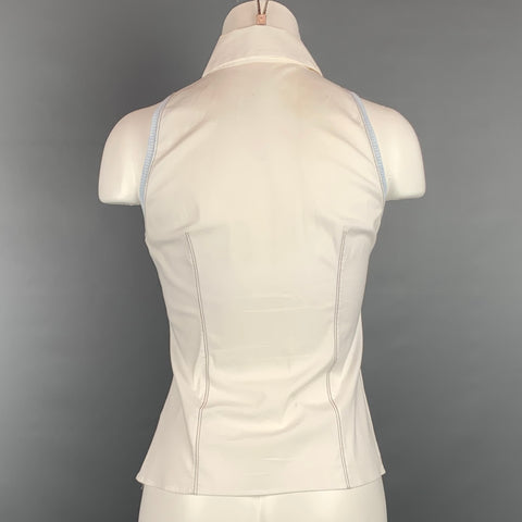 BRUNELLO CUCINELLI Taille S Blouse sans manches blanche et bleu clair
