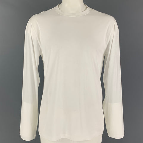 GIORGIO ARMANI Size XL White Cotton Crew-Neck T-shirt